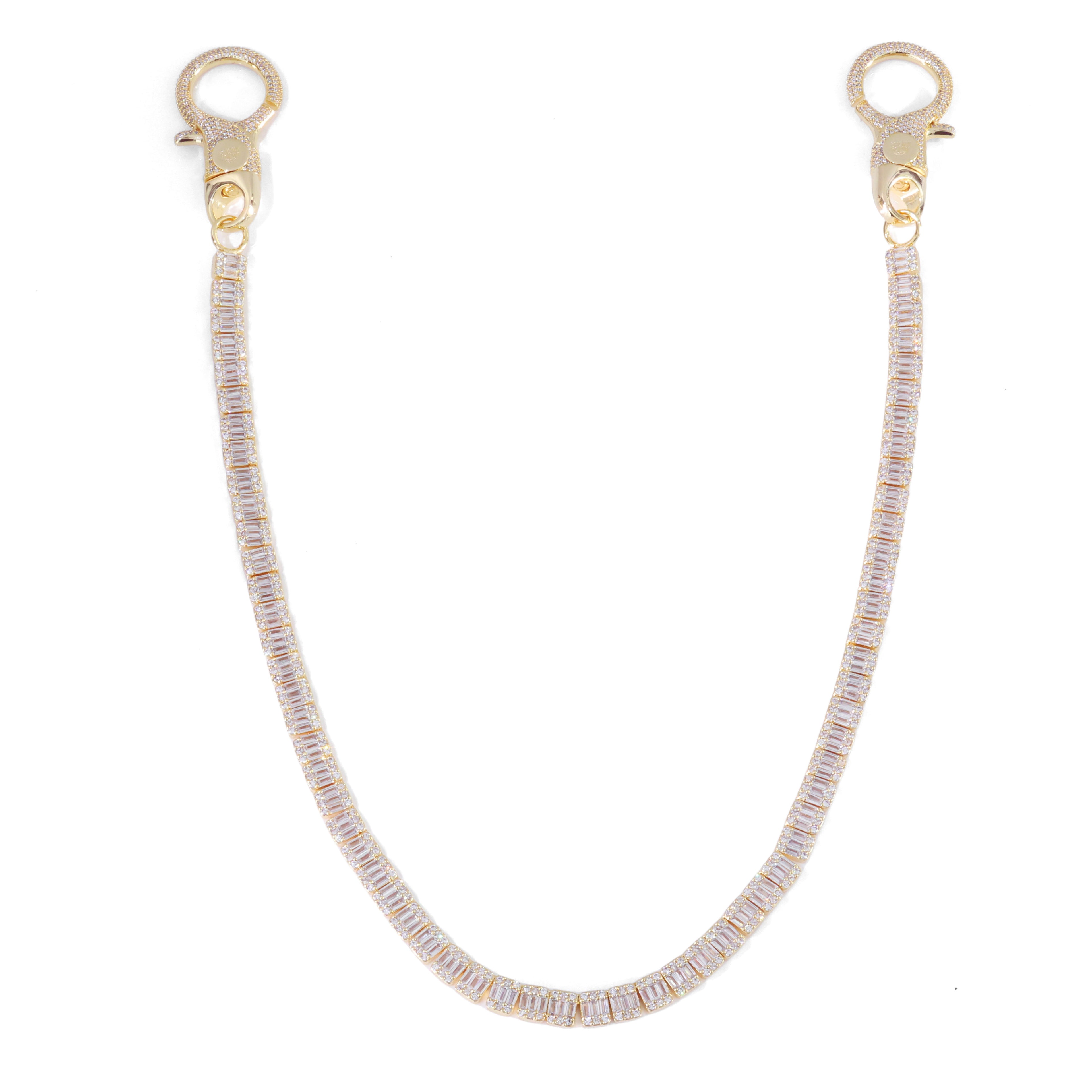 18K Gold Plated Diamond Cluster Wallet Chain