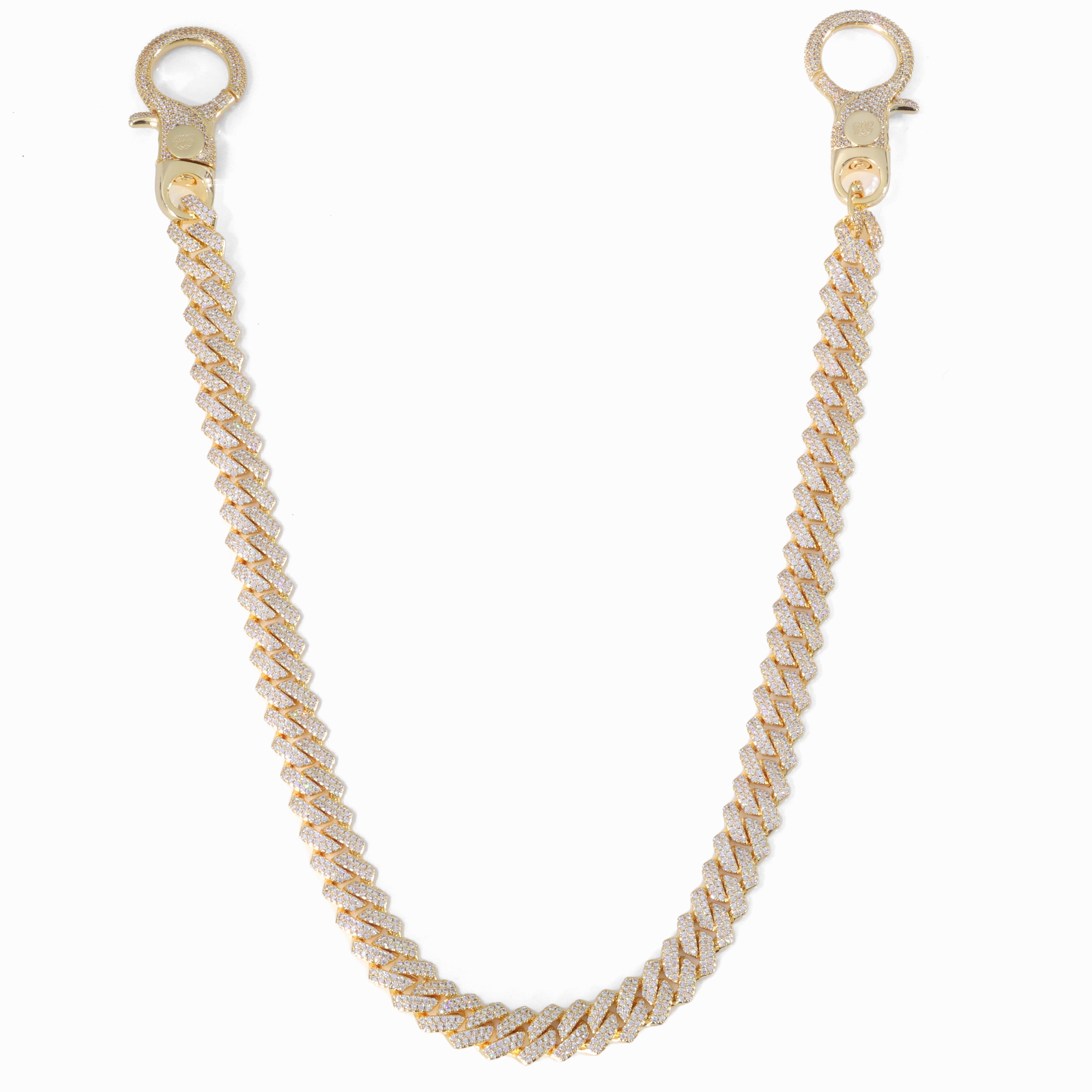 18K Gold Plated Iced-Out Cuban Wallet Chain