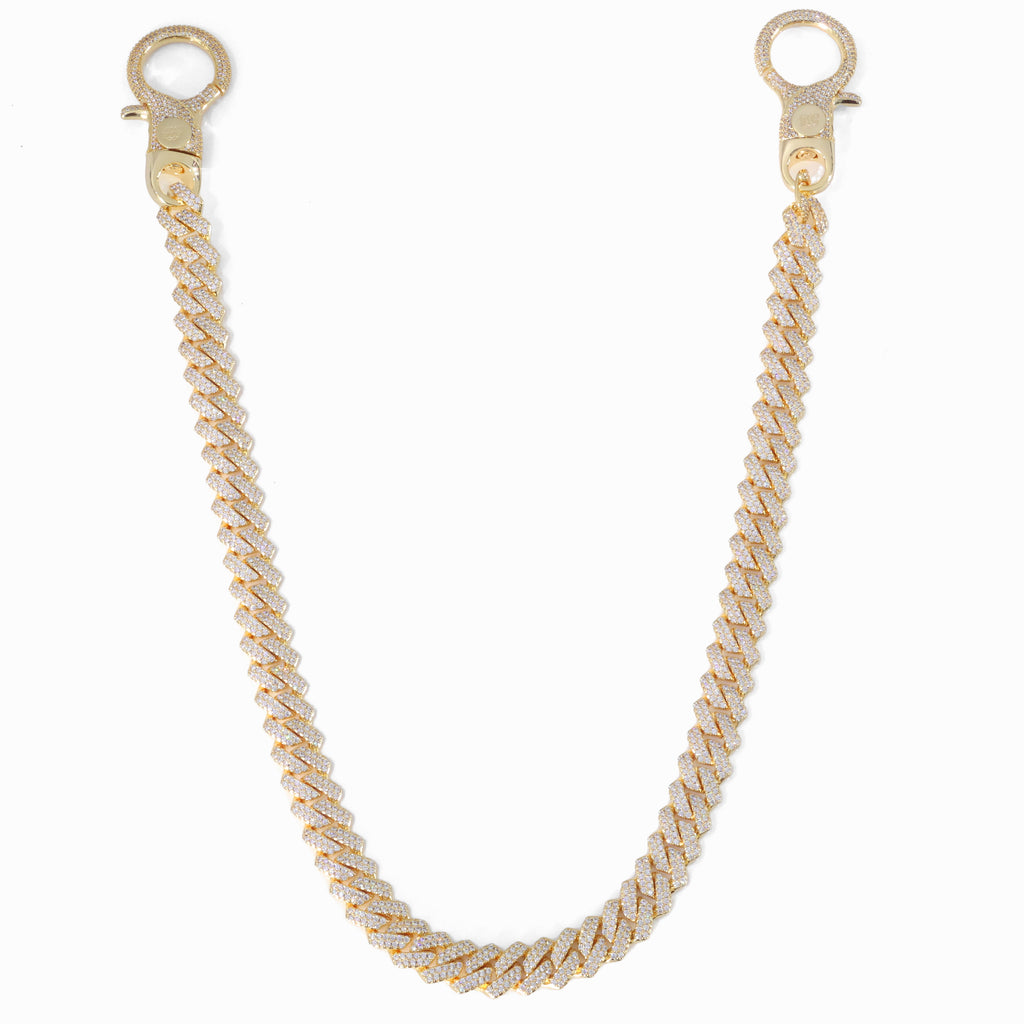 18K Gold Plated Iced-Out Cuban Wallet Chain