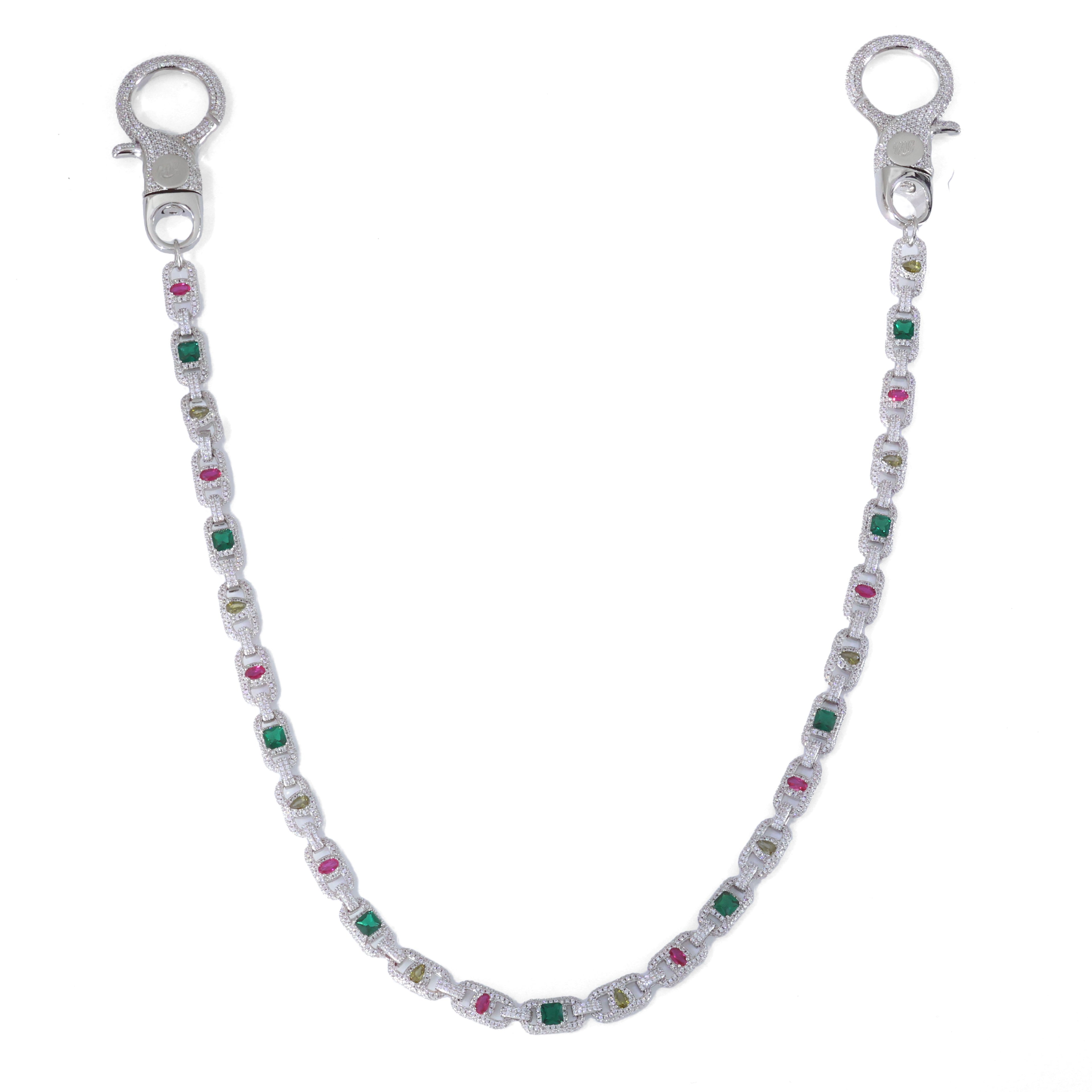 18K Gold Plated Multi-Colored Gemstone Wallet Chain