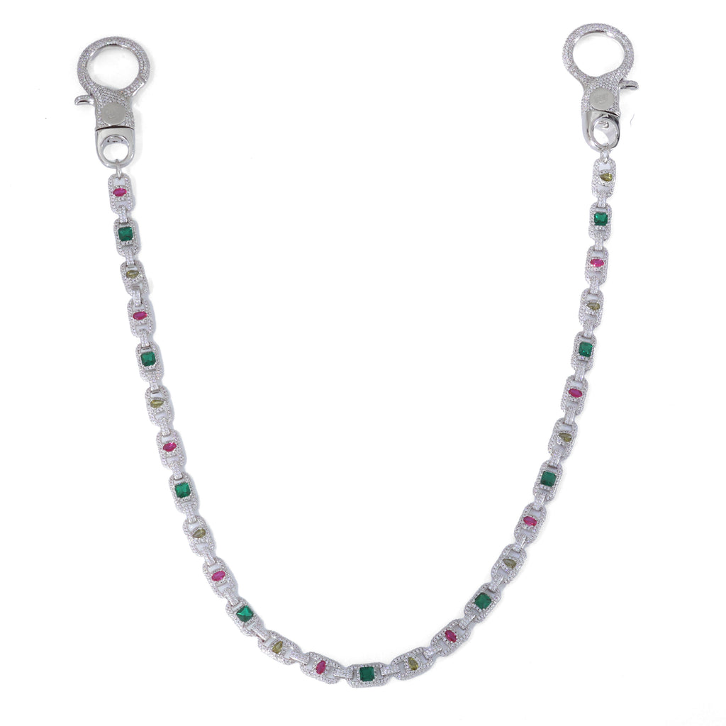 18K Gold Plated Multi-Colored Gemstone Wallet Chain