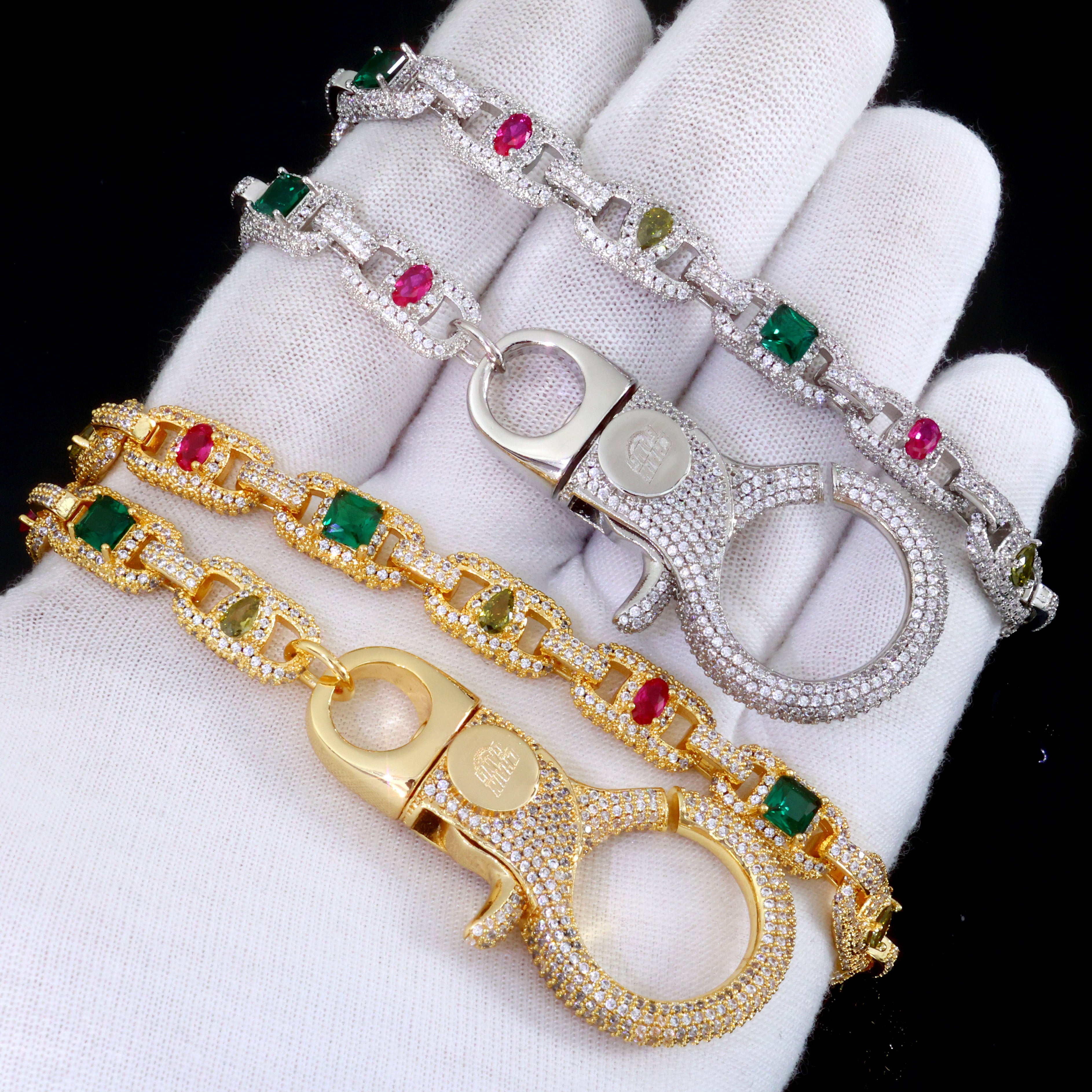 18K Gold Plated Multi-Colored Gemstone Wallet Chain