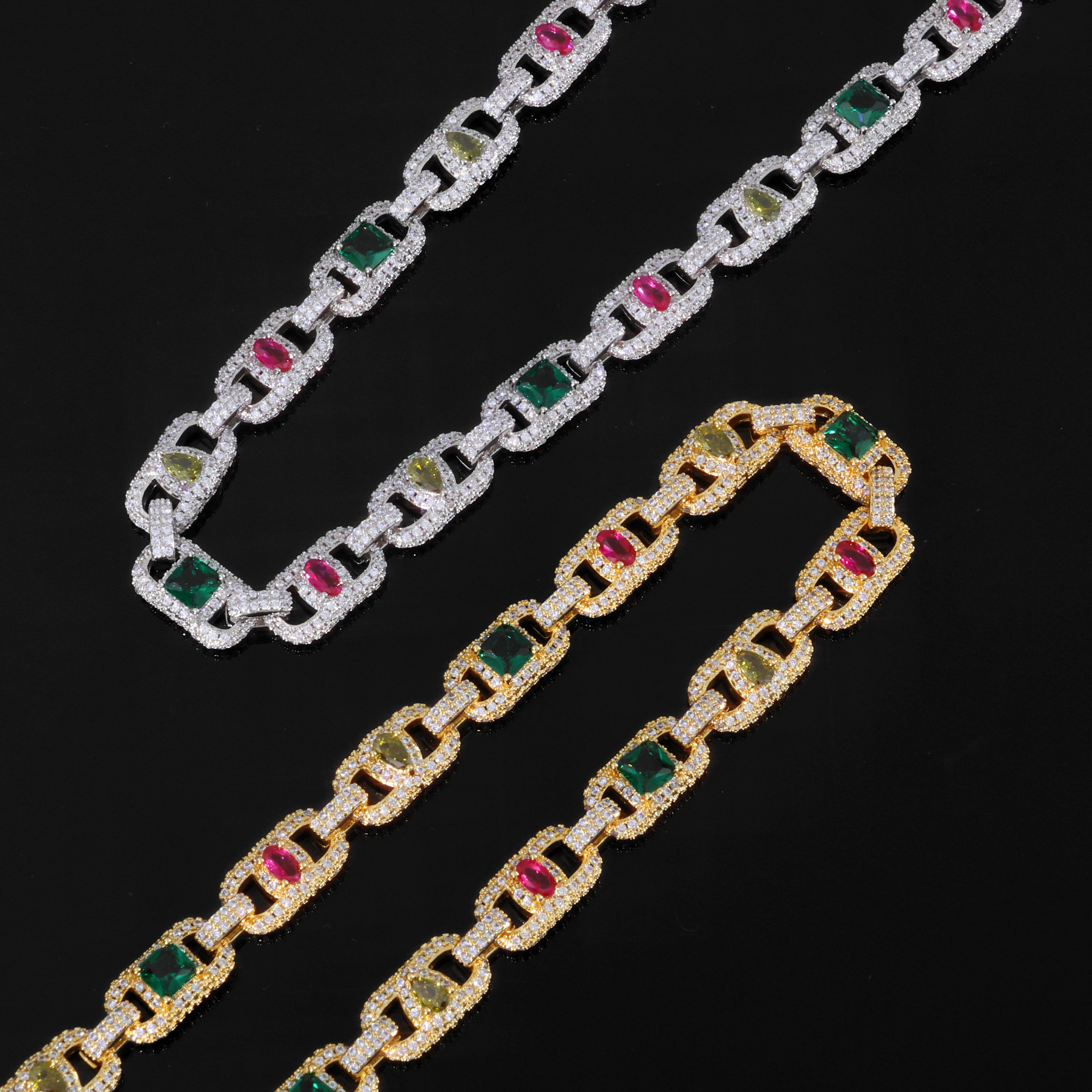 18K Gold Plated Multi-Colored Gemstone Wallet Chain